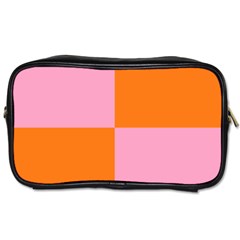 Mod Pink And Orange Squares Toiletries Bag (one Side) by snowwhitegirl