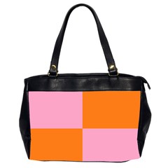 Mod Pink And Orange Squares Oversize Office Handbag (2 Sides) by snowwhitegirl