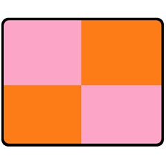 Mod Pink And Orange Squares Fleece Blanket (medium)  by snowwhitegirl