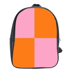 Mod Pink And Orange Squares School Bag (xl) by snowwhitegirl