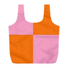 Mod Pink And Orange Squares Full Print Recycle Bag (l) by snowwhitegirl