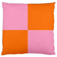 Mod Pink And Orange Squares Large Flano Cushion Case (two Sides) by snowwhitegirl