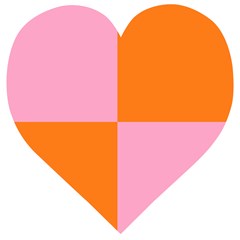 Mod Pink And Orange Squares Wooden Puzzle Heart