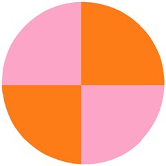 Mod Pink And Orange Squares Wooden Puzzle Round by snowwhitegirl