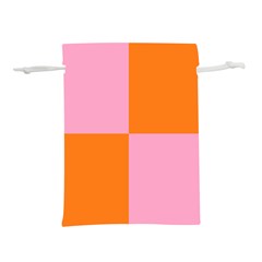 Mod Pink And Orange Squares Lightweight Drawstring Pouch (l)