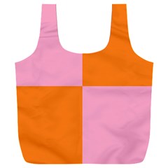 Mod Pink And Orange Squares Full Print Recycle Bag (xxxl)