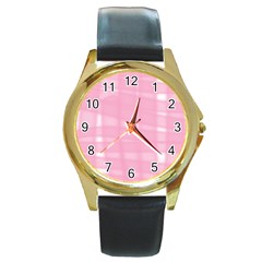 Pink Ribbon Round Gold Metal Watch by snowwhitegirl