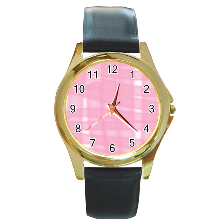 Pink Ribbon Round Gold Metal Watch