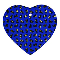 Daisy Royal Blue Heart Ornament (two Sides) by snowwhitegirl