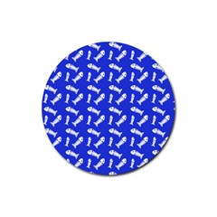 Fish Royal Blue Rubber Round Coaster (4 Pack)  by snowwhitegirl