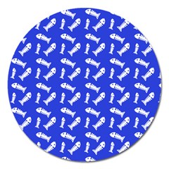 Fish Royal Blue Magnet 5  (round) by snowwhitegirl