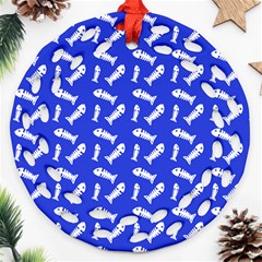 Fish Royal Blue Ornament (round Filigree) by snowwhitegirl