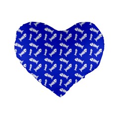 Fish Royal Blue Standard 16  Premium Heart Shape Cushions by snowwhitegirl