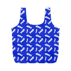 Fish Royal Blue Full Print Recycle Bag (m)