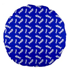 Fish Royal Blue Large 18  Premium Flano Round Cushions by snowwhitegirl