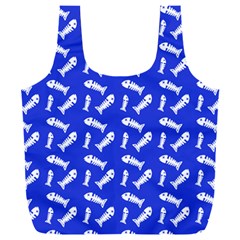 Fish Royal Blue Full Print Recycle Bag (xxl) by snowwhitegirl