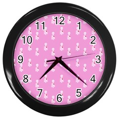 Skeleton Pink Wall Clock (black) by snowwhitegirl