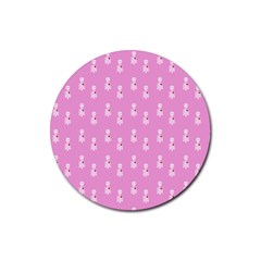 Skeleton Pink Rubber Coaster (round)  by snowwhitegirl