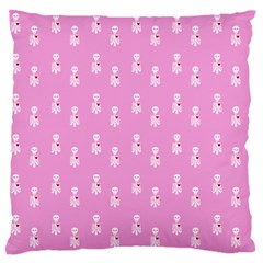 Skeleton Pink Large Flano Cushion Case (two Sides)