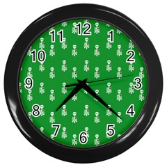 Skeleton Green Background Wall Clock (black) by snowwhitegirl