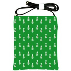 Skeleton Green Background Shoulder Sling Bag by snowwhitegirl