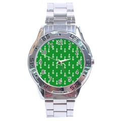 Skeleton Green Background Stainless Steel Analogue Watch by snowwhitegirl