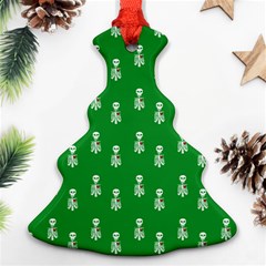 Skeleton Green Background Christmas Tree Ornament (two Sides) by snowwhitegirl