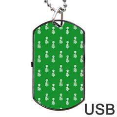 Skeleton Green Background Dog Tag Usb Flash (two Sides) by snowwhitegirl