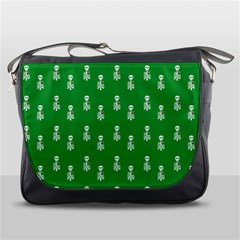 Skeleton Green Background Messenger Bag by snowwhitegirl