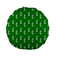 Skeleton Green Background Standard 15  Premium Round Cushions by snowwhitegirl