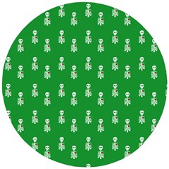 Skeleton Green Background Wooden Puzzle Round