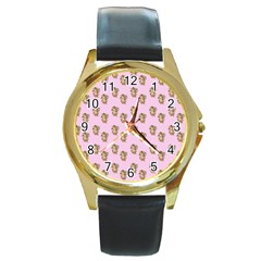 Angel Cherub Pink Round Gold Metal Watch by snowwhitegirl