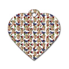 Angel Cherub Butterflies White Dog Tag Heart (two Sides) by snowwhitegirl