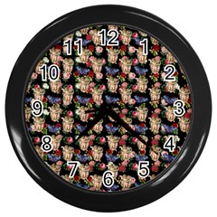 Angel Cherub Butterflies Black Wall Clock (black) by snowwhitegirl