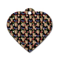 Angel Cherub Butterflies Black Dog Tag Heart (two Sides) by snowwhitegirl