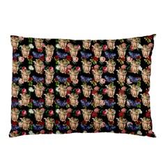 Angel Cherub Butterflies Black Pillow Case by snowwhitegirl