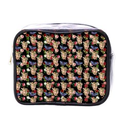 Angel Cherub Butterflies Black Mini Toiletries Bag (one Side) by snowwhitegirl