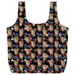 Angel Cherub Butterflies Black Full Print Recycle Bag (xxl) by snowwhitegirl