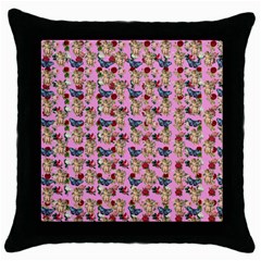 Angel Cherub Butterflies Pink Throw Pillow Case (black) by snowwhitegirl