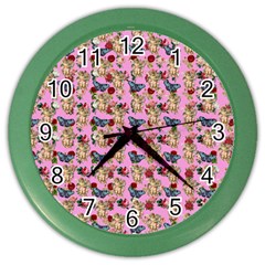 Angel Cherub Butterflies Pink Color Wall Clock by snowwhitegirl