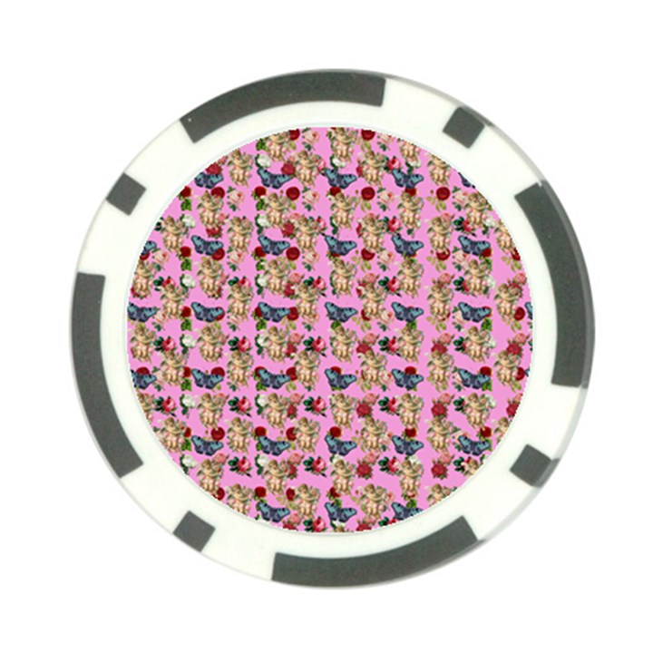 Angel Cherub Butterflies Pink Poker Chip Card Guard