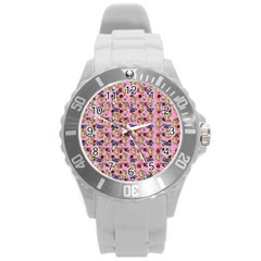 Angel Cherub Butterflies Pink Round Plastic Sport Watch (l) by snowwhitegirl