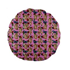 Angel Cherub Butterflies Pink Standard 15  Premium Round Cushions by snowwhitegirl