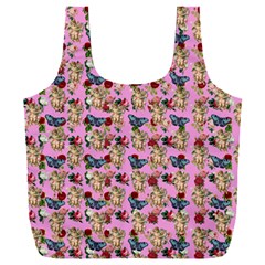 Angel Cherub Butterflies Pink Full Print Recycle Bag (xxxl)