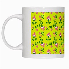 Carnation Pattern Yellow White Mugs by snowwhitegirl