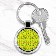 Carnation Pattern Yellow Key Chain (round) by snowwhitegirl