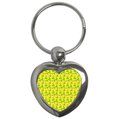 Carnation Pattern Yellow Key Chain (heart) by snowwhitegirl