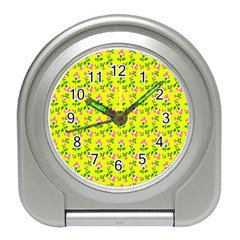 Carnation Pattern Yellow Travel Alarm Clock by snowwhitegirl