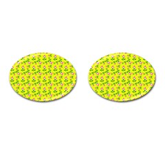 Carnation Pattern Yellow Cufflinks (oval) by snowwhitegirl