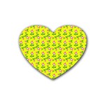 Carnation Pattern Yellow Heart Coaster (4 pack)  Front